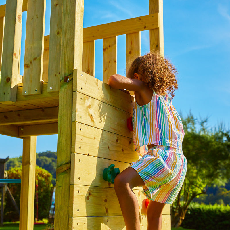 TP Skywood Wooden Play Tower with Ripple Slide, Sky Bridge, Additional Play Tower & Double Swing Arm - FSC<sup>&reg;</sup> certified