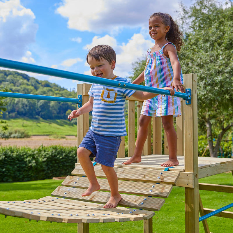 TP Skywood Wooden Play Tower with Ripple Slide, Sky Bridge, Additional Play Tower & Double Swing Arm - FSC<sup>&reg;</sup> certified