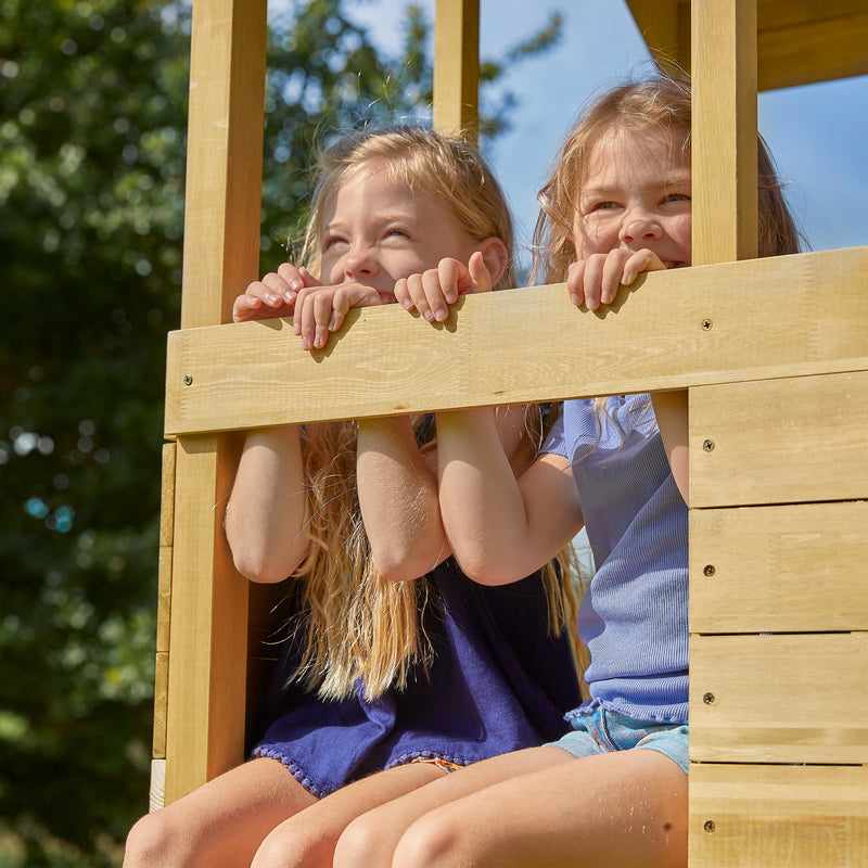 Treehouse Wooden Play Tower, with Wavy Slide, Wooden Balcony & Panel Kit - FSC<sup>&reg;</sup> certified