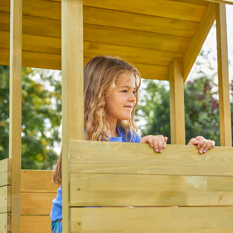 Treehouse Wooden Play Tower, with Wavy Slide, Wooden Balcony & Panel Kit - FSC<sup>&reg;</sup> certified