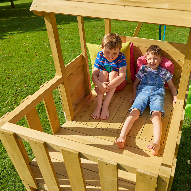 Treehouse Wooden Play Tower, with Wavy Slide, Wooden Balcony & Panel Kit - FSC<sup>&reg;</sup> certified