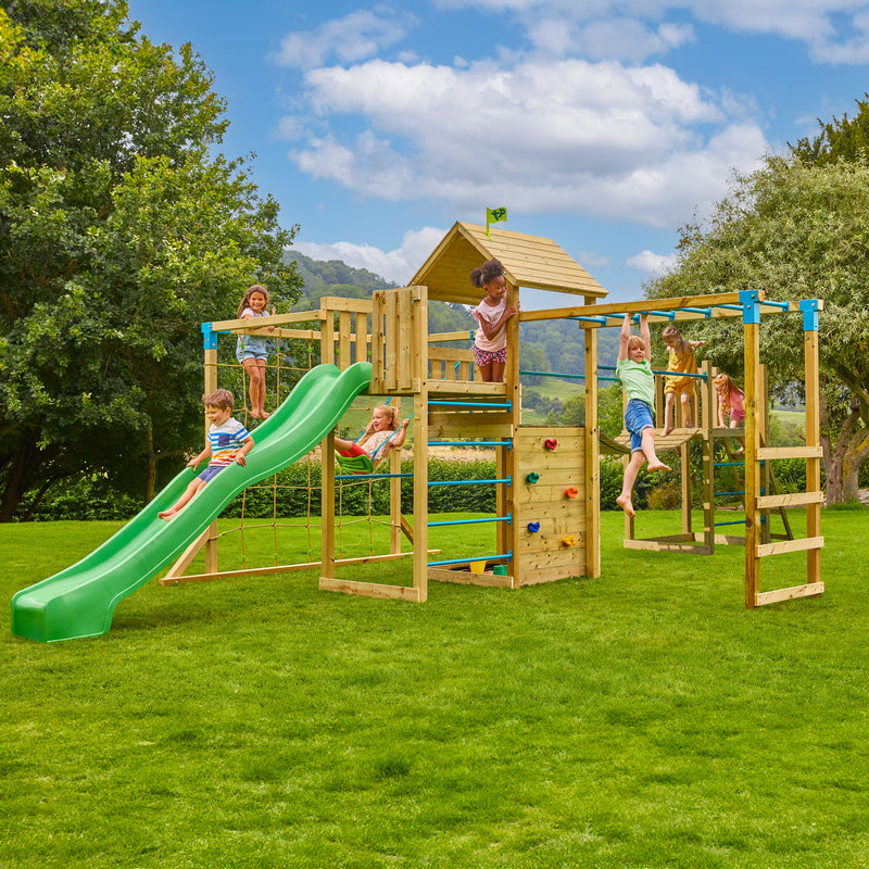 TP Skywood Wooden Play Tower with Super Wavy Slide, Sky Deck, Monkey Bars & Skyline with Rapide Swing Seat - FSC<sup>&reg;</sup> certified