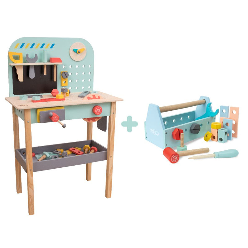 Owl & Fox Wooden Workbench Set with Tool Caddy - FSC® certified