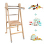 Kitchen Helpers Play Set - TP Active-Tots Pikler Style Wooden Folding Helper Tower With Owl & Fox Wooden Baking Set, Pancake Set & Toaster - FSC® certified