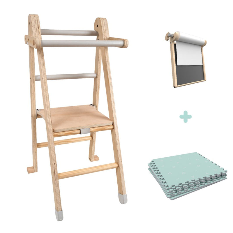 TP Active-Tots Pikler Style Wooden Folding Helper Tower With Play Easel & Play Mats - FSC® certified