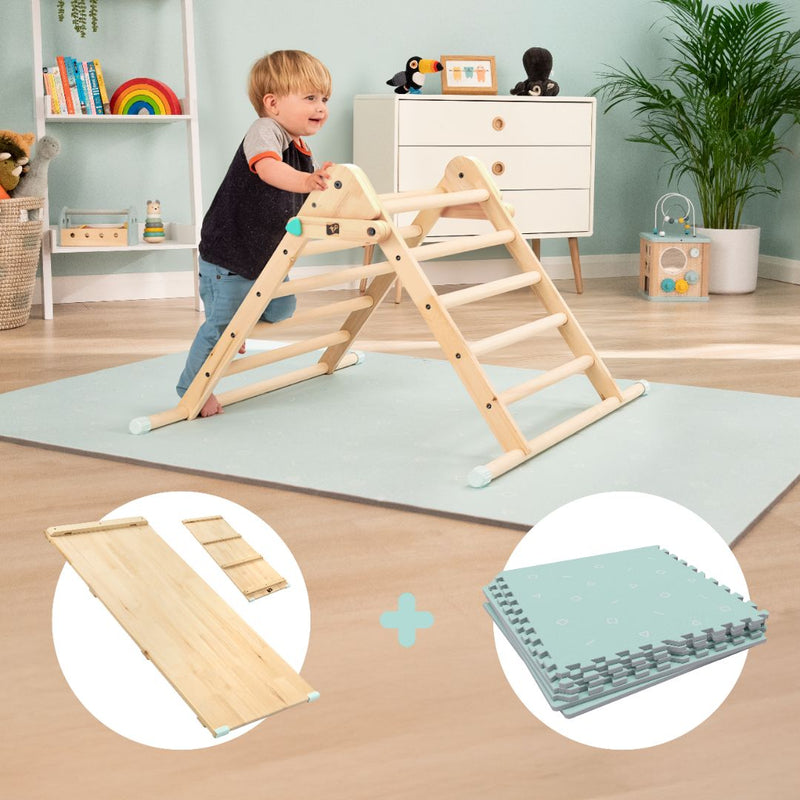 TP Active-Tots Pikler Style Wooden Climbing Triangle, Slide & Soft Play Mats - FSC® certified