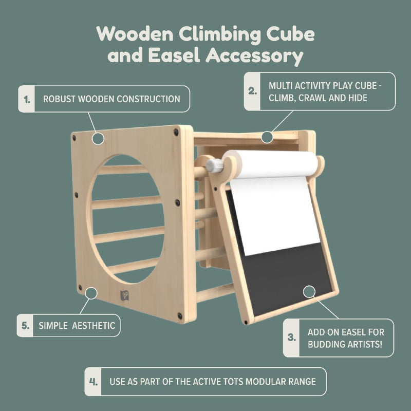 TP Active-Tots Pikler Style Wooden Climbing Cube With Play Easel - FSC® certified