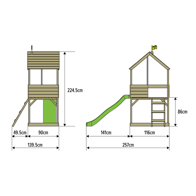 TP Wooden Playhouse With 6ft Slide