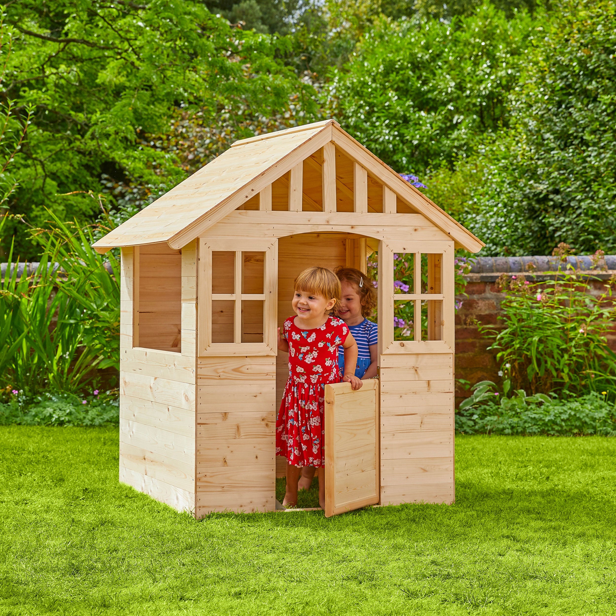 Tp chalet wooden playhouse best sale & slide