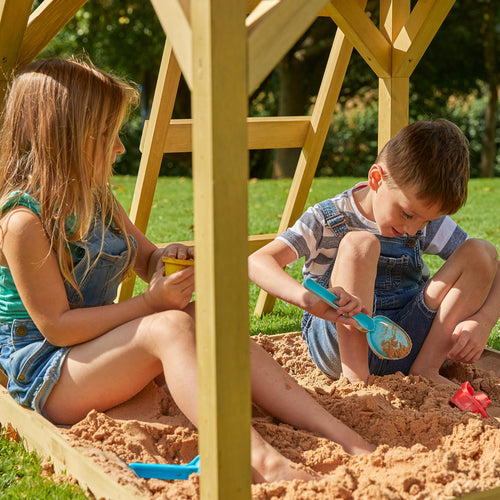 Treehouse Wooden Play Tower, with Wavy Slide & Cargo Net - FSC® certified