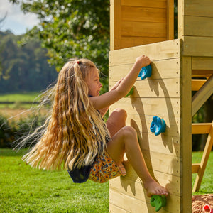 Treehouse Wooden Play Tower, with Climbing Wall - FSC® certified