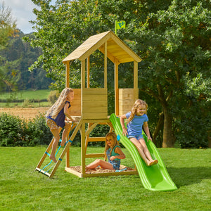 Treehouse Wooden Play Tower, with Wavy Slide & Cargo Net - FSC® certified