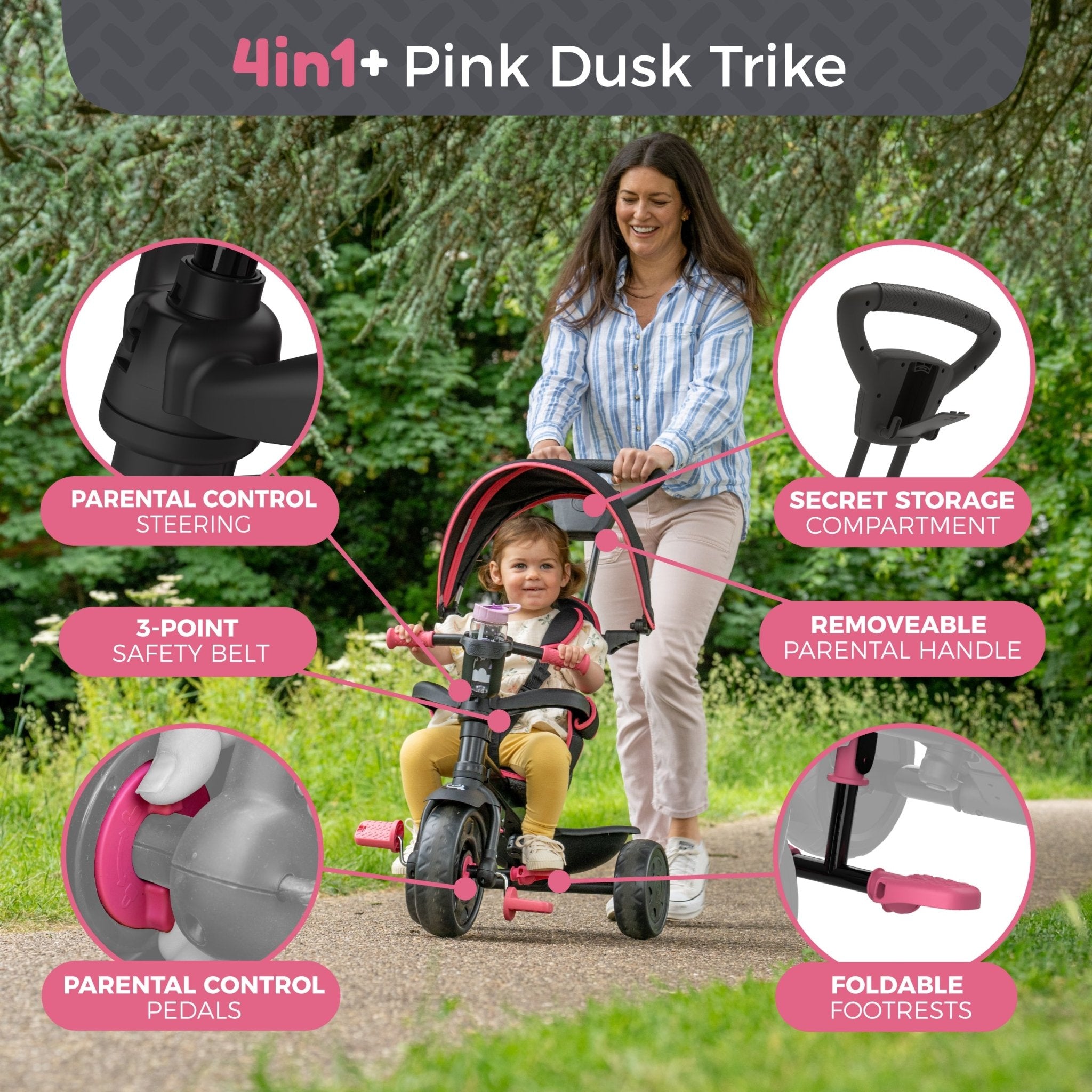 Pink trike for 1 year old best sale