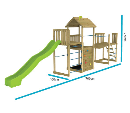 TP Skywood Wooden Play Tower with Sky Deck, Super Wavy Slide, Sky Bridge & Mini Tower - FSC® certified