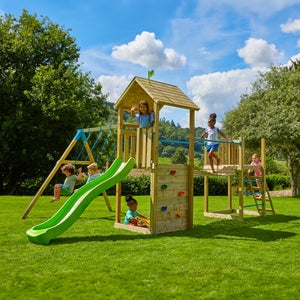 TP Skywood Wooden Play Tower with Ripple Slide, Sky Bridge, Mini Tower & Double Swing Arm - FSC® certified