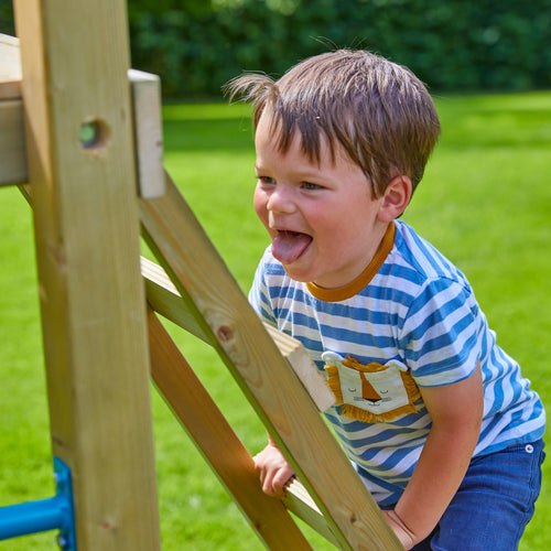 TP Skywood Wooden Play Tower with Ripple Slide, Sky Bridge, Mini Tower & Double Swing Arm - FSC® certified