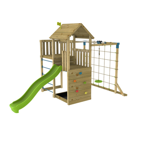 TP Skywood Wooden Play Tower with Ripple Slide, Sky Deck, Skyline & Flying Fox Add On - FSC® certified