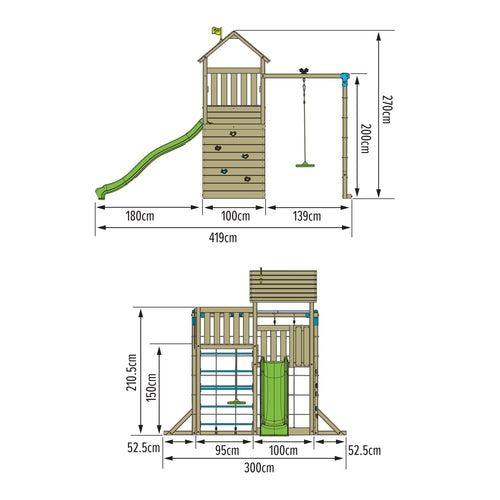 TP Skywood Wooden Play Tower with Ripple Slide, Sky Deck, Skyline & Flying Fox Add On - FSC® certified