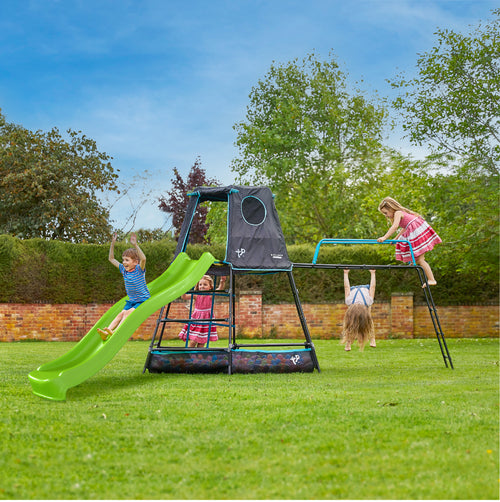 TP Explorer Metal Climbing Frame Set with Ripple Slide and Jungle Run Black Edition