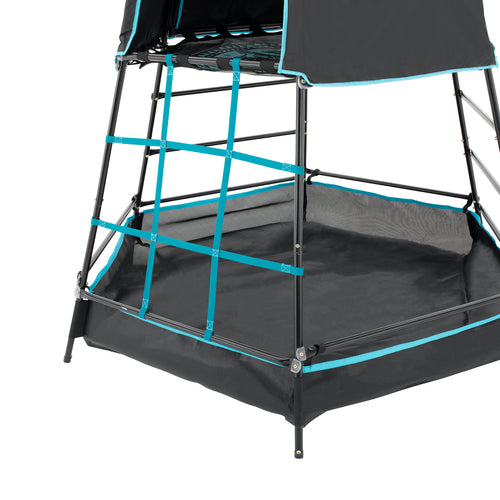 Explorer Metal Climbing Frame Black Edition, Ripple Slide, Swing Arm, Monkey Bridge & Basketball Hoop