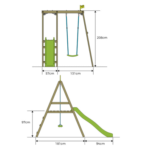 TP Forest Multiplay Single Wooden Swing & Slide Set - FSC® certified