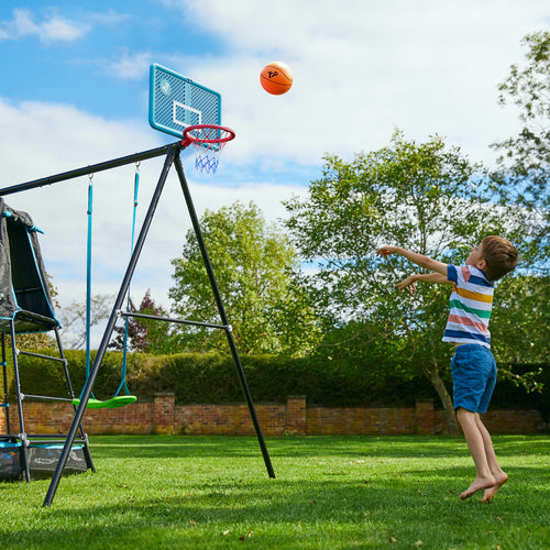 TP Explorer Metal Climbing Frame Set & Ripple Slide, Swing and Basketball Black Edition