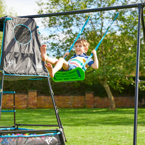 TP Explorer Metal Climbing Frame Set & Ripple Slide, Swing and Basketball Black Edition